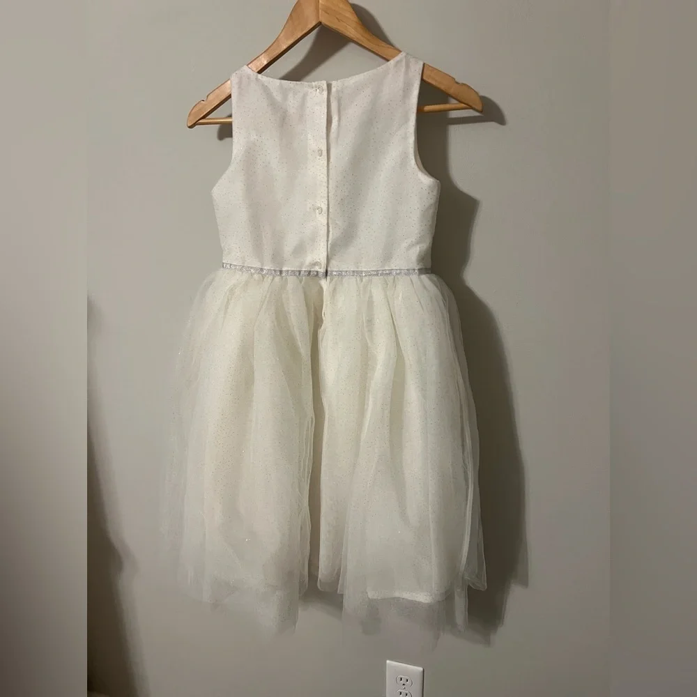 Janie and Jack 12 Ivory White Pleated Shimmer Tulle Starry Night Formal Dress